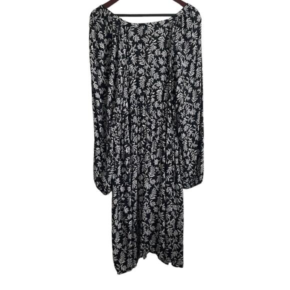 Old Navy Women Maternity Rayon Dress 2X Black Foliage‎ Print Flowy High Waist - Picture 3 of 9